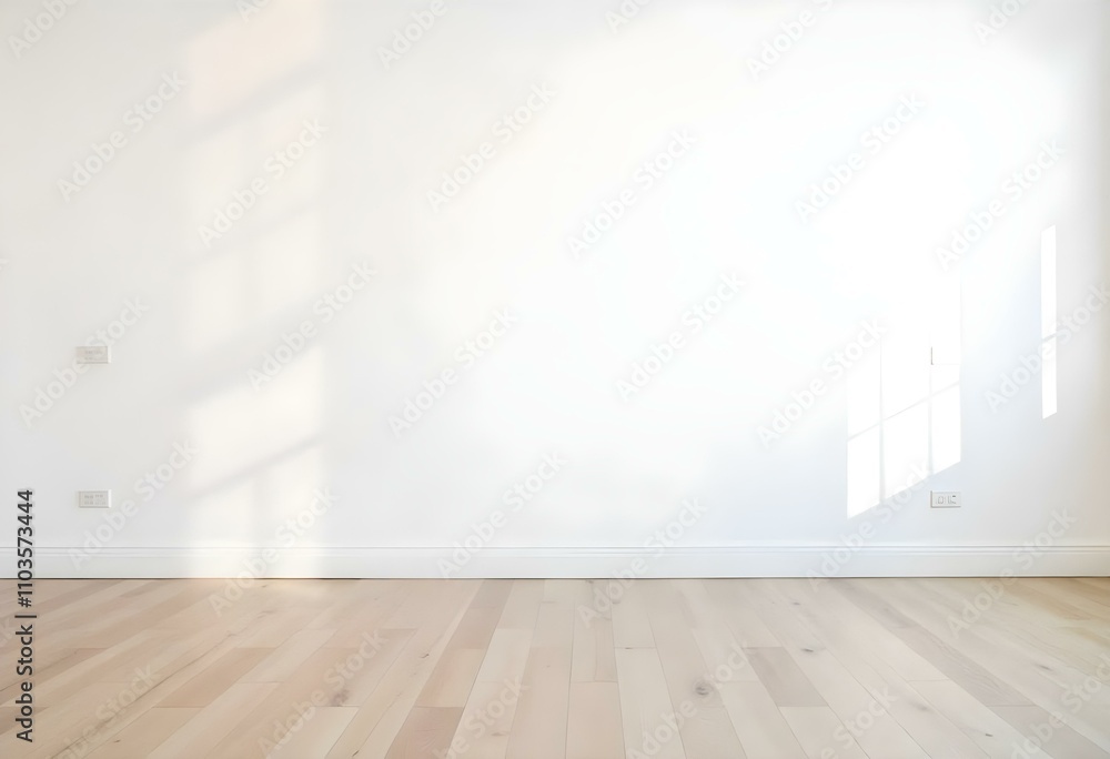 Empty white room with wooden floor Empty white room with wooden floor