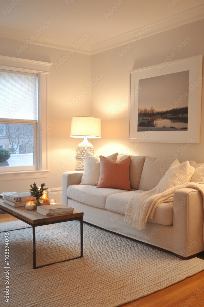 Fototapeta premium valentine day decorated living room. ai generated