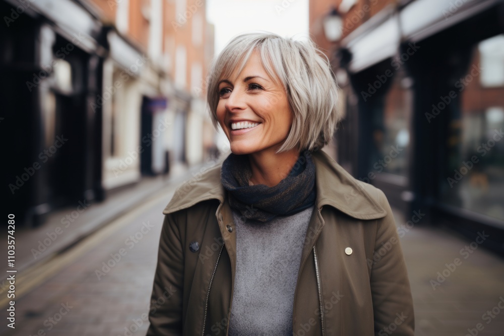 Portrait of a smiling middle-aged woman in the city. Portrait of a smiling middle-aged woman in the city.