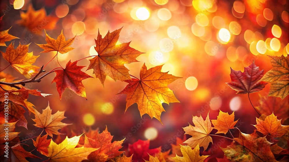Fototapeta premium Enchanting Autumn Leaves in a Vibrant Gradient of Red, Orange, and Yellow Creating a Warm, Colorful Pattern for Fall Decor and Seasonal Inspiration