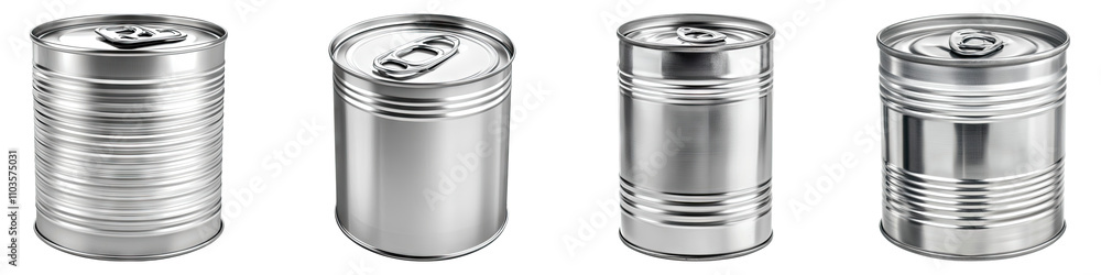 Aluminum tin can isolated on transparent background, Set of Aluminum tin can isolated on transparent background, Set of