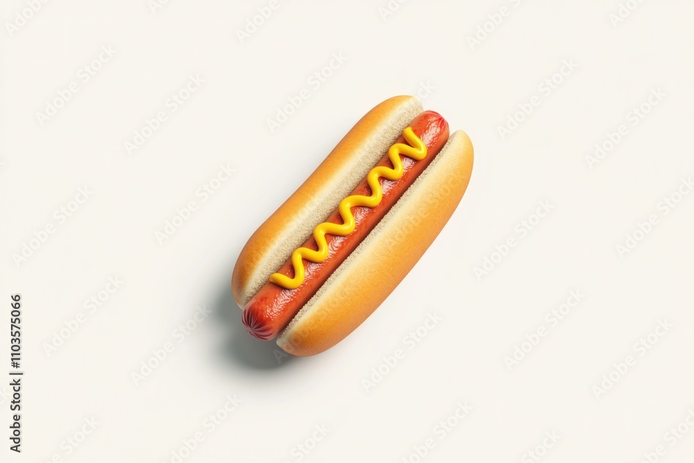 Hot Dog with Mustard on White Background Hot Dog with Mustard on White Background
