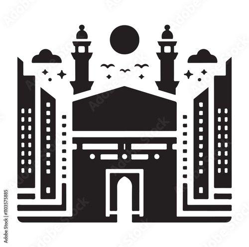 Kaaba logo silhouette vector illustration