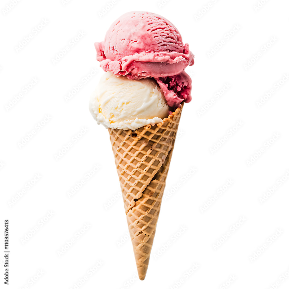double scoope ice cream cone isolated double scoope ice cream cone isolated