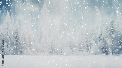 New Year background. Winter snowy forest where it is snowing