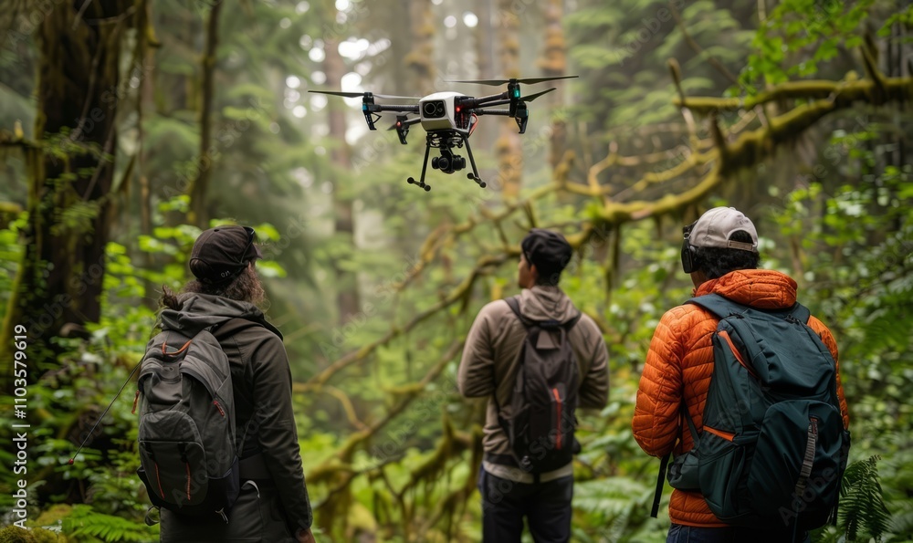 Scientists monitor forest health using drones and sensors, gathering data for conservation efforts. Scientists monitor forest health using drones and sensors, gathering data for conservation efforts.