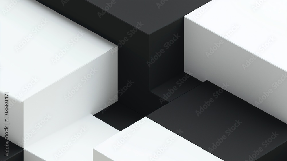 Black and White Geometric Block Design Black and White Geometric Block Design