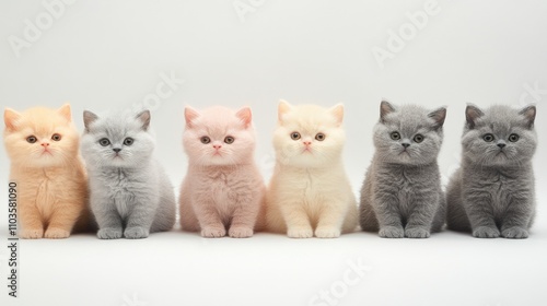 Adorable British Shorthair Kittens in a Row