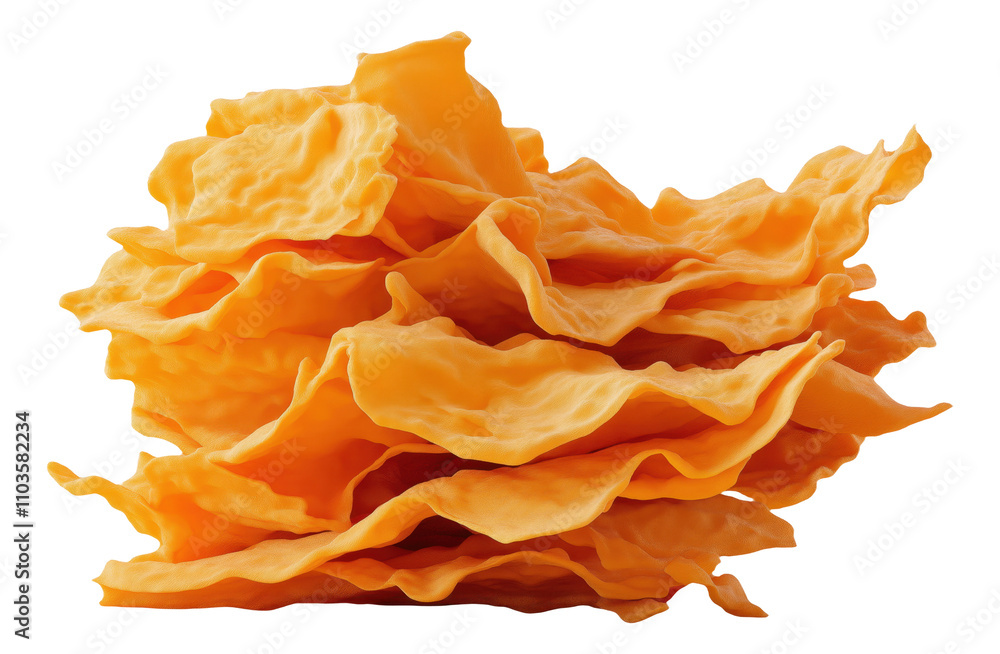 PNG Stack of crispy orange chips resembling cheese crisps PNG Stack of crispy orange chips resembling cheese crisps