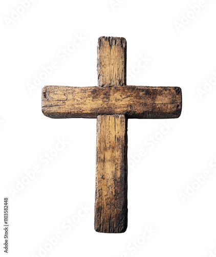 Aged wooden cross representing tradition and spirituality photo