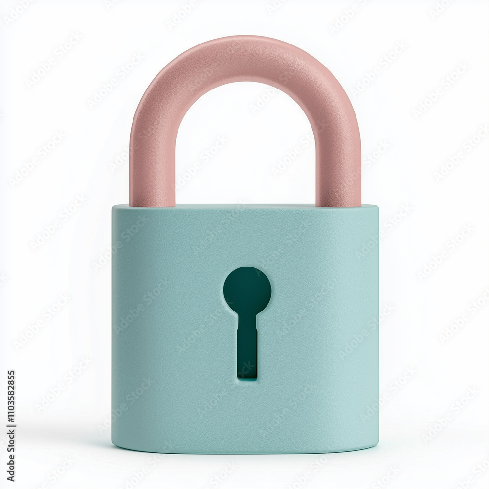 Illustration of a pastel padlock security element in 3D plasticine style isolated on white background Illustration of a pastel padlock security element in 3D plasticine style isolated on white background