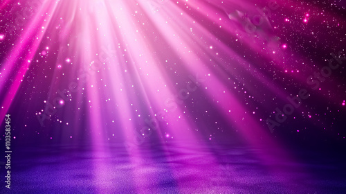 Purple background with a pink gradient spotlight and blurred light effect.