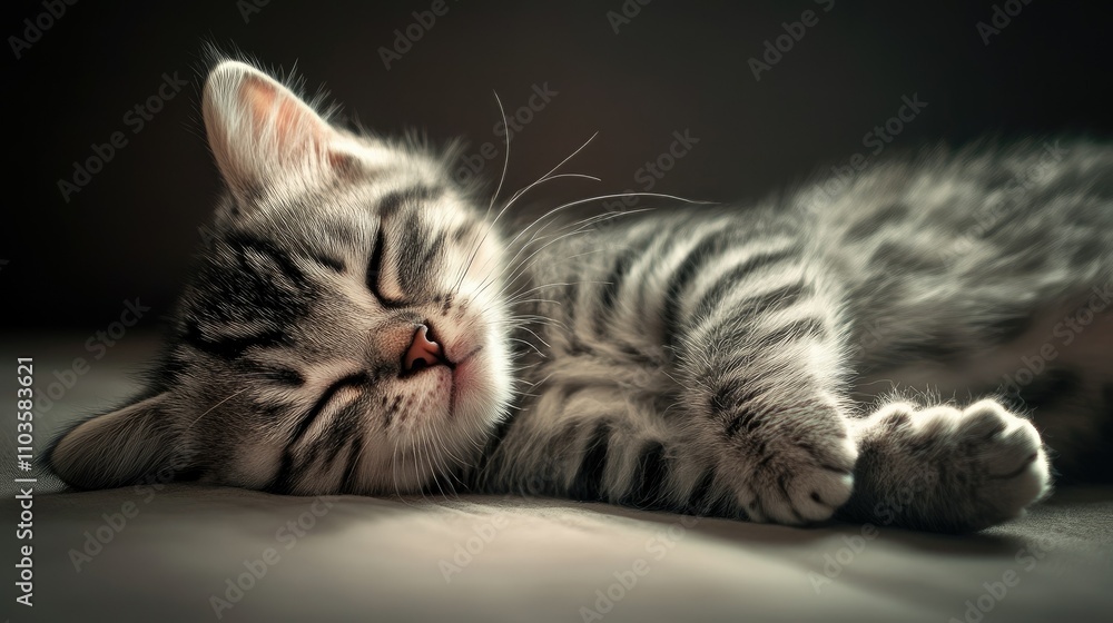 Adorable American Shorthair Cat Lying Down in Peace Adorable American Shorthair Cat Lying Down in Peace