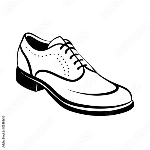 Black and white illustration of a classic oxford shoe