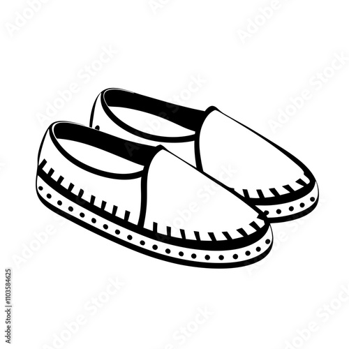 Black and white graphic of espadrille shoes