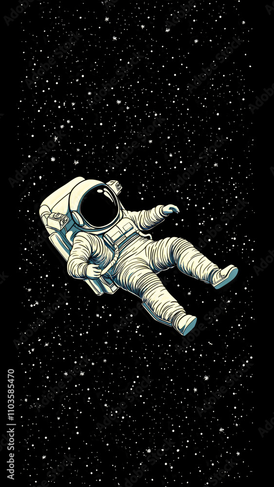 Astronaut floating in space with galaxy and stars in the background, cosmos illustration featuring planet, moon, and spaceship, cosmic vector design for exploration and discovery in the universe Astronaut floating in space with galaxy and stars in the background, cosmos illustration featuring planet, moon, and spaceship, cosmic vector design for exploration and discovery in the universe