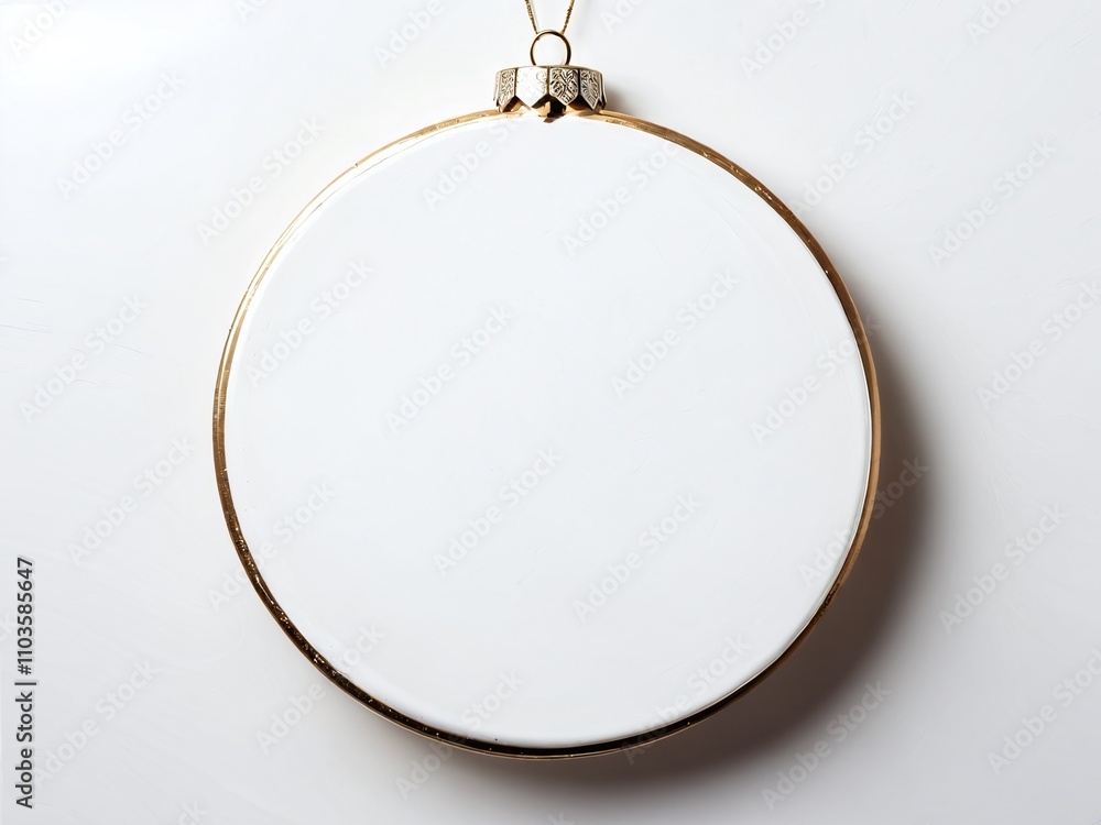 Circular porcelain frame ready for decoration on a plain background showcasing its elegant gold rim and design potential Circular porcelain frame ready for decoration on a plain background showcasing its elegant gold rim and design potential