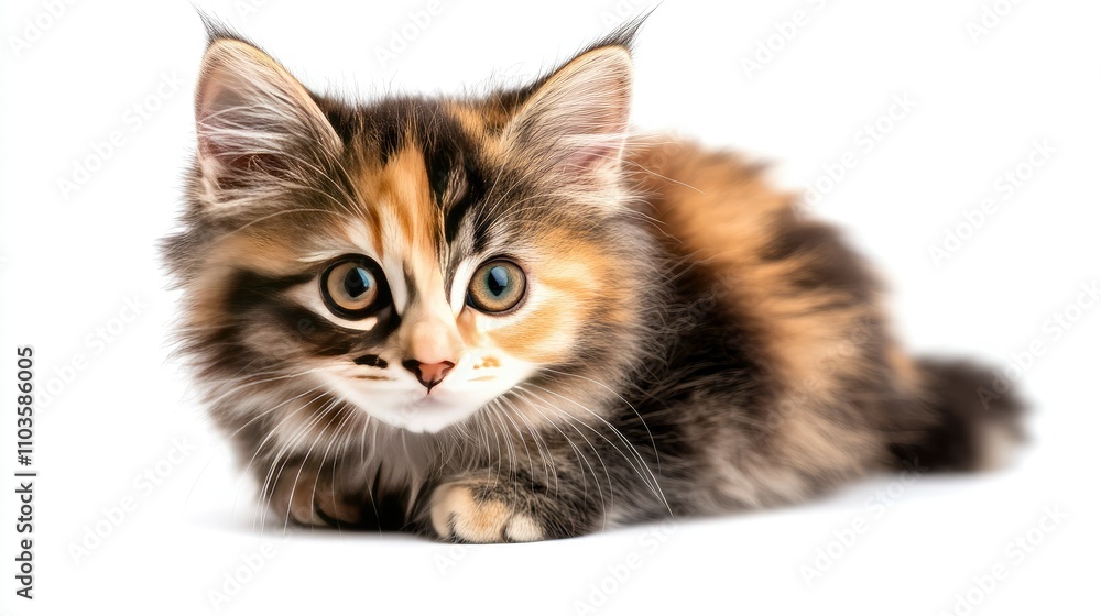 Fototapeta premium Beautiful Young Female Siberian Cat in Forest Setting