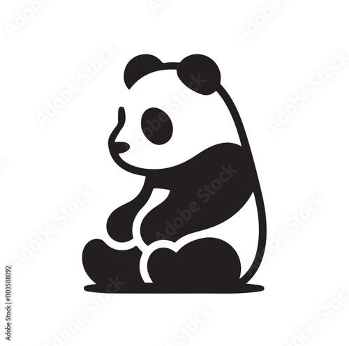 panda silhouette vector illustration 
