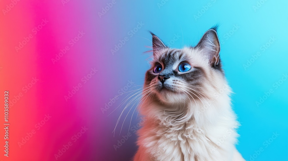 Elegant Cat in a Colorful Studio Setting Elegant Cat in a Colorful Studio Setting