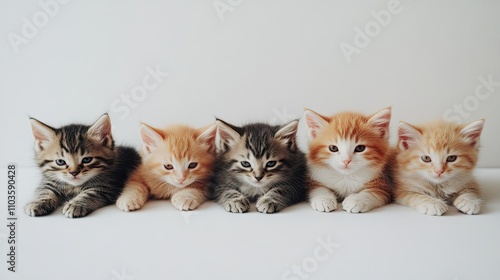 Wallpaper Mural Five Unique Kittens Posed Together on a Soft Surface Torontodigital.ca