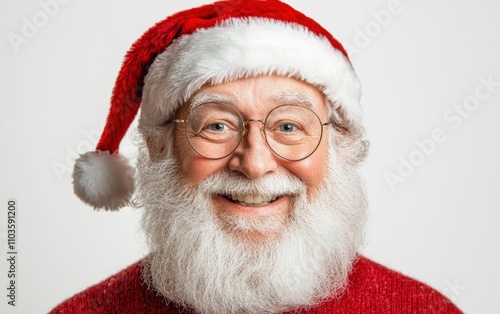 classic santa close-up portrait christmas new year white background