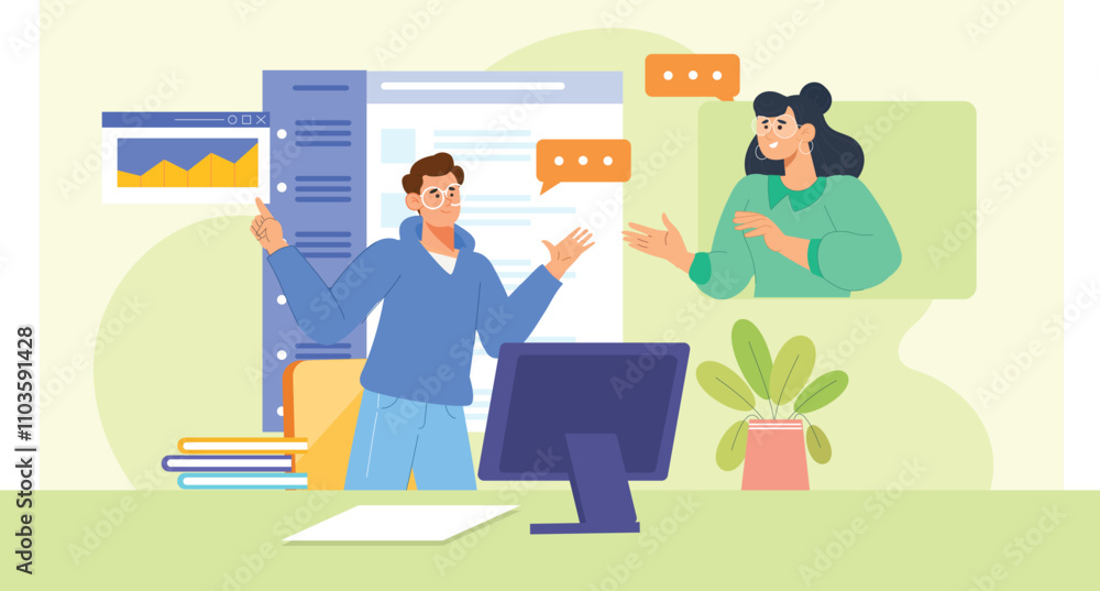 Standup Meetings Concept Illustration Standup Meetings Concept Illustration