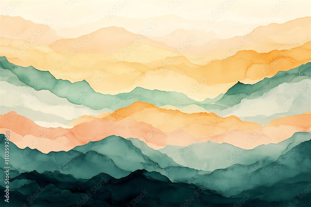 watercolor background with clouds