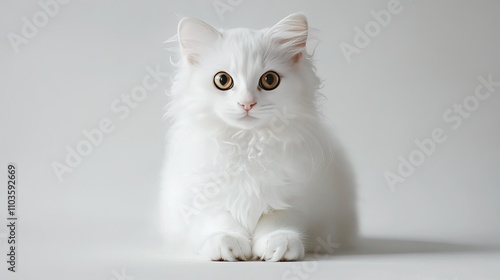 Cute American Curl Cat in Front View photo