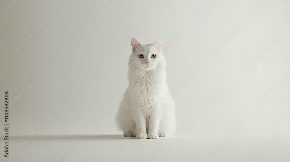 Obraz premium Elegant White Curl Cat in Front View