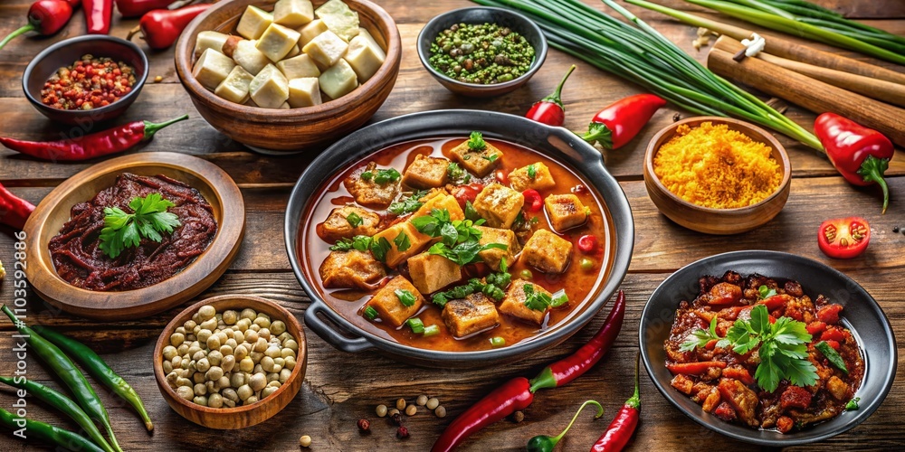 Exquisite Sichuan Cuisine Spread Featuring Spicy Dishes and Colorful Ingredients from Sichuan Province, Showcasing Authentic Culinary Traditions and Flavors Exquisite Sichuan Cuisine Spread Featuring Spicy Dishes and Colorful Ingredients from Sichuan Province, Showcasing Authentic Culinary Traditions and Flavors