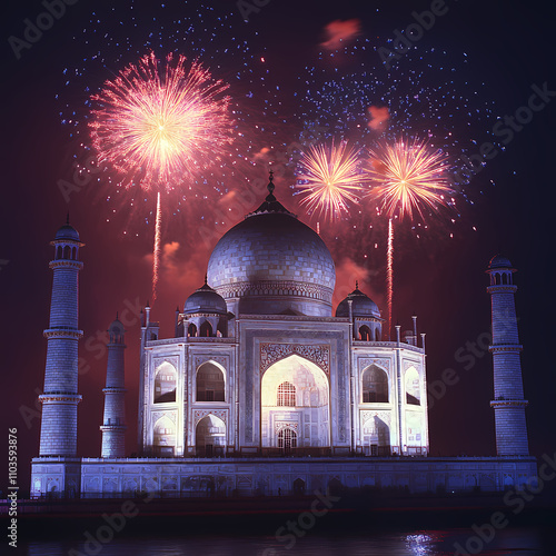 New year celebate from around the world's most famous landmarks photo