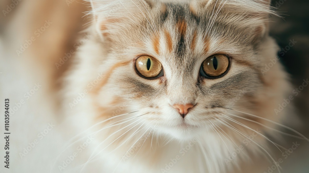 Fototapeta premium Siberian Forest Cat with Beautiful Eyes