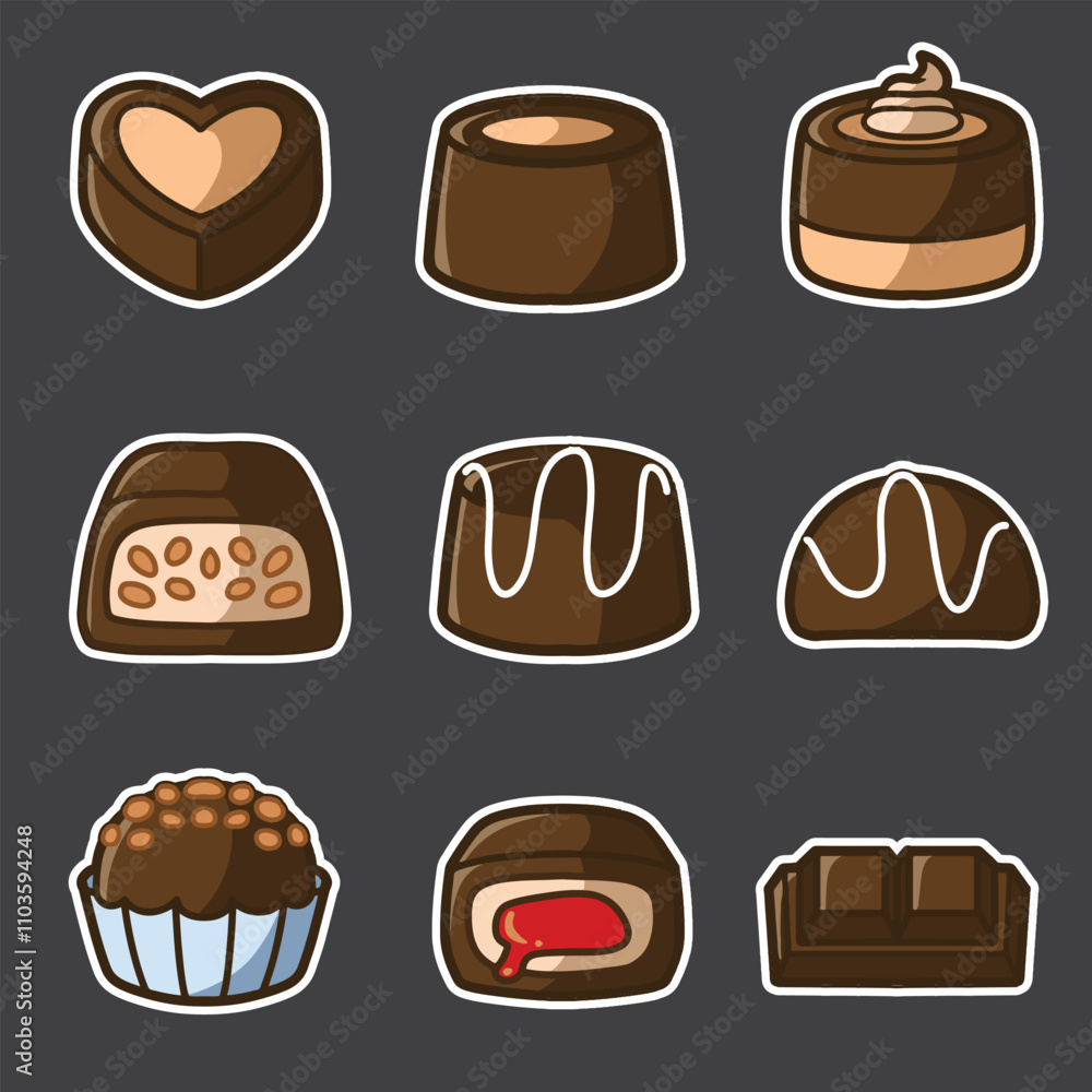 set of chocolate good for sticker, badge, element design, etc set of chocolate good for sticker, badge, element design, etc