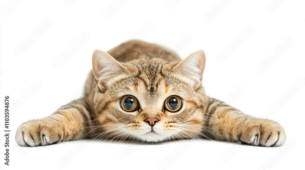 Obraz premium Playful Scottish Fold Cat Stretching