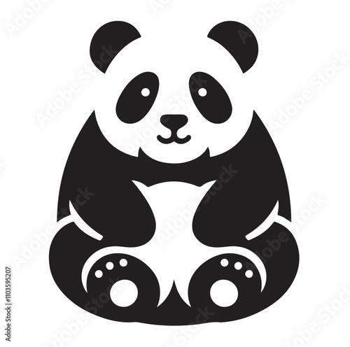 panda silhouette vector illustration 