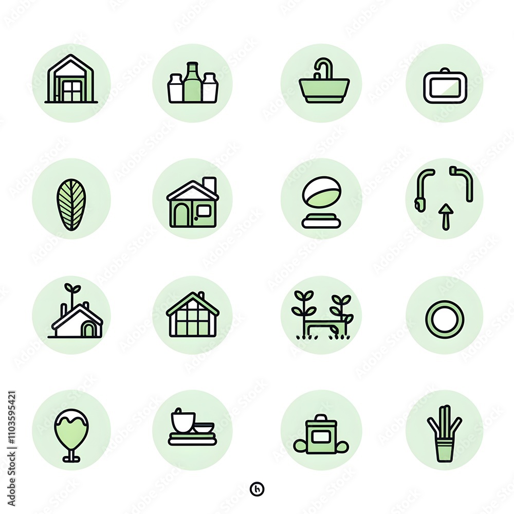 Various eco-friendly icons for sustainable living concepts. Various eco-friendly icons for sustainable living concepts.