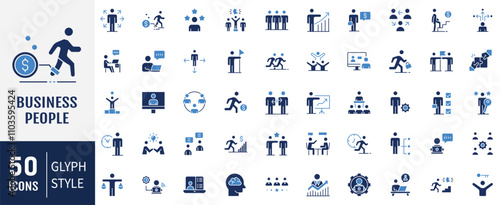 Business People Icon set. Containing Business Professions and Roles, human resources, meeting, office management icon. Vector Illustration