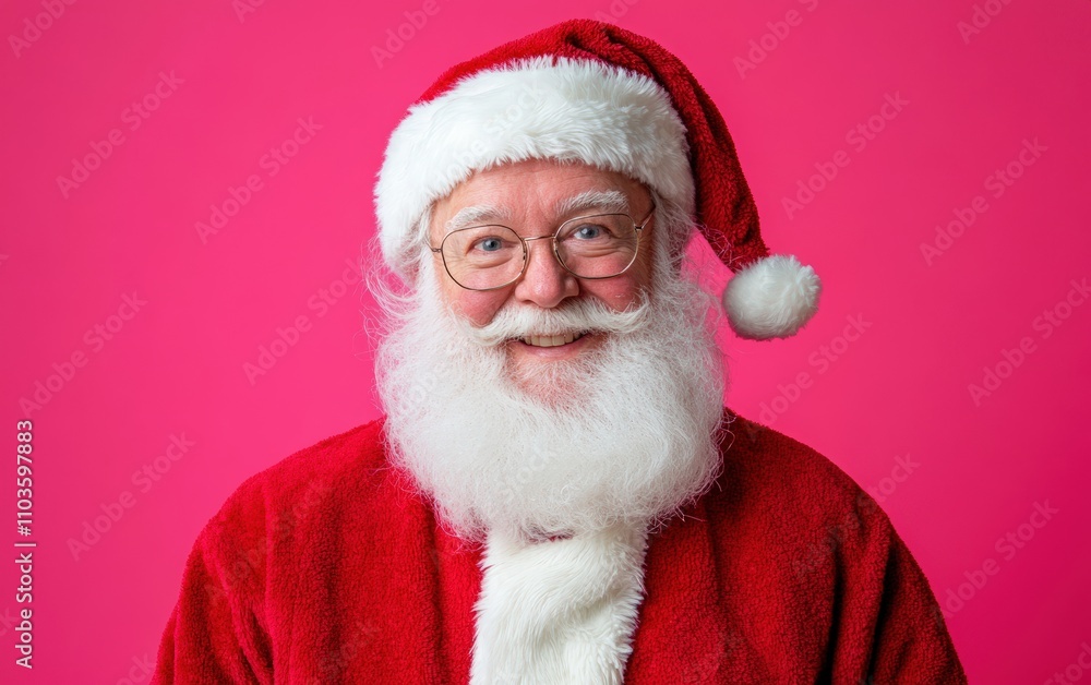 classic santa close-up portrait christmas new year pink background classic santa close-up portrait christmas new year pink background