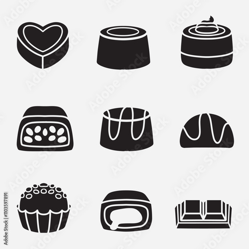 set of chocolate good for icons, silhouette design, element design, etc