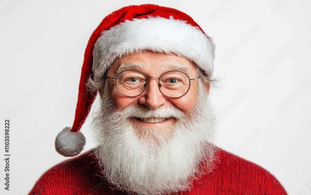 Naklejka premium classic santa close-up portrait christmas new year white background