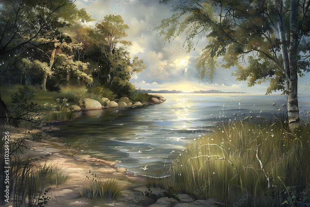 sunset over the river