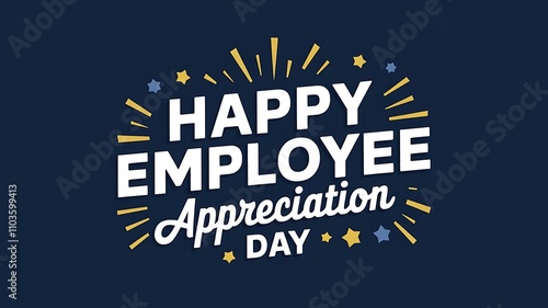 High-Contrast Employee Appreciation Day Greeting Card Design with Bold Typography and Festive Confetti Elements