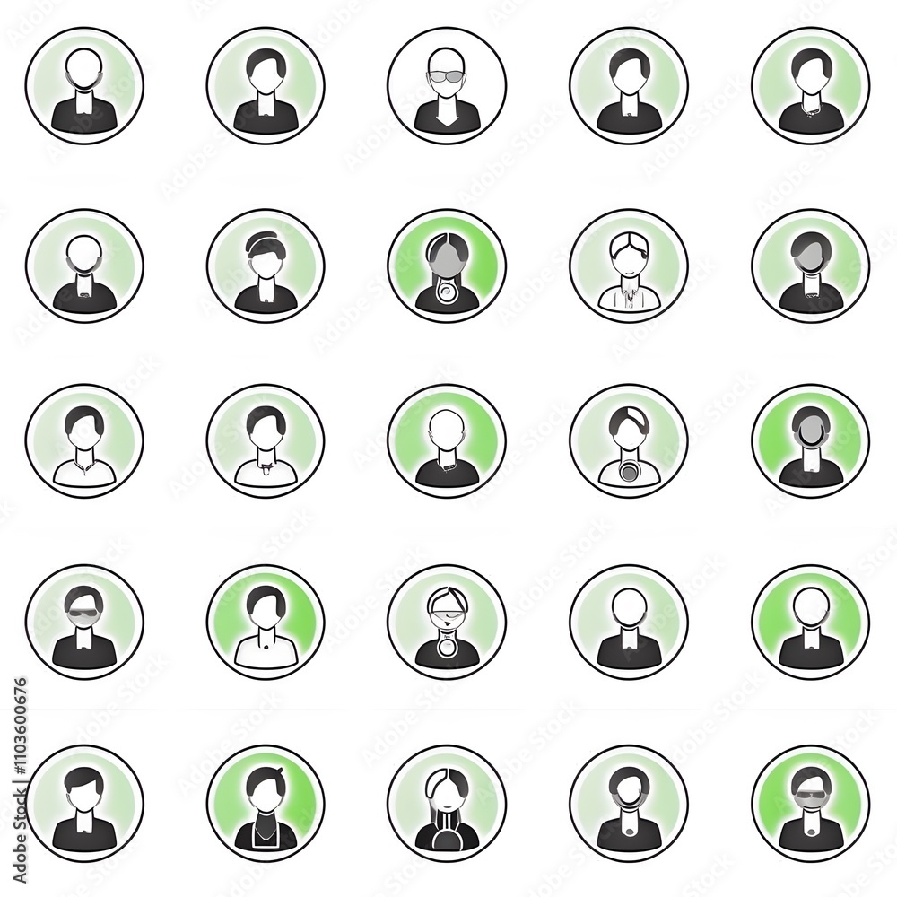 Diverse icons of professional individuals in minimalist style. Diverse icons of professional individuals in minimalist style.