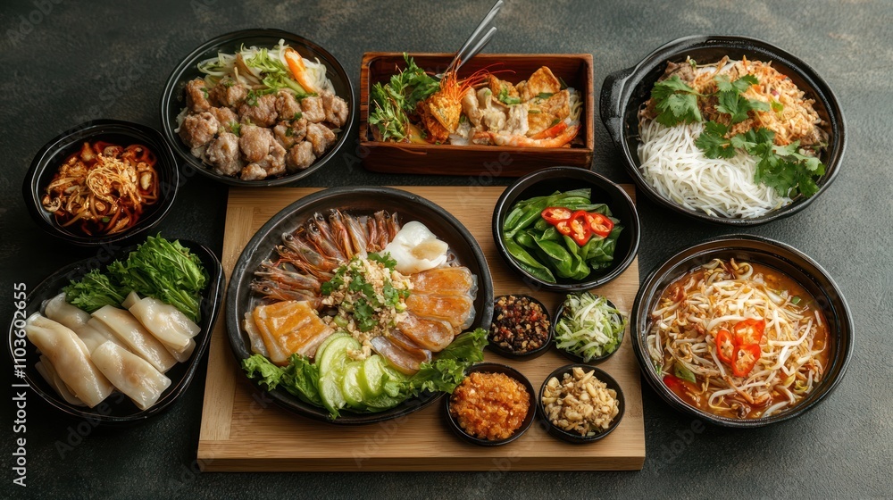 Asian food background with various ingredients Asian food background with various ingredients