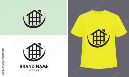 Real Estate Agency Modern Logo Icon and Stylish Simple T-Shirt Design