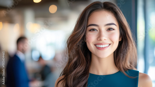 young indian woman standing at modern office