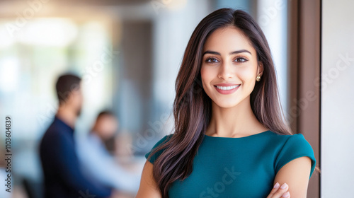 young indian woman standing at modern office Free Download young indian woman standing at modern office - GFXLoad