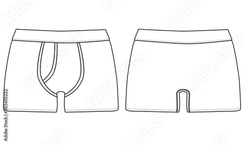  boxer shorts underwear vector illustration template back and fond views underwear vector design