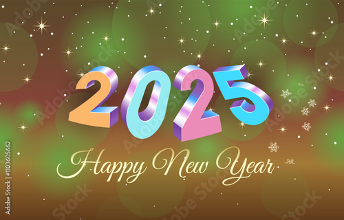 2025 happy new year template banner with modern 3d text effect and beautiful sparkle luxury shiny ornament abstract gradient orange background design 020